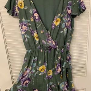 Green floral romper